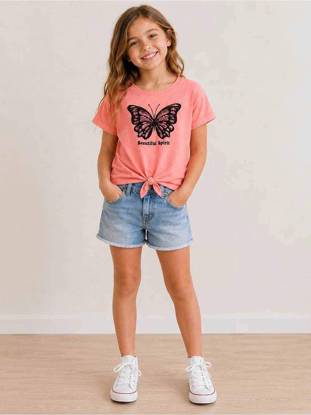 Wonder Nation Coral Butterfly Tee